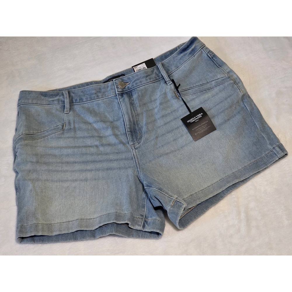 Simply Vera Vera Wang Womens Mid Rise Denim Shorts Light Wash Nova Size 16 NWT